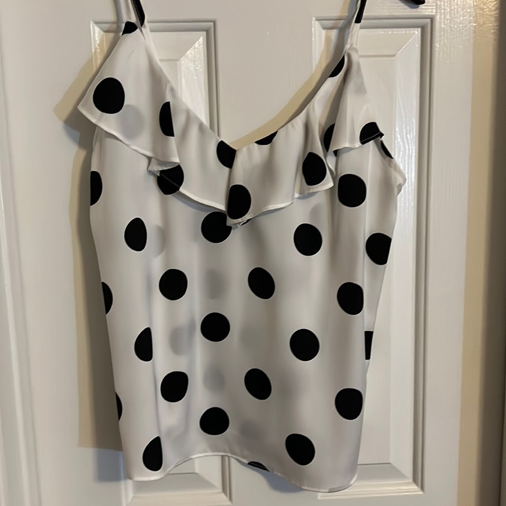 Banana Republic Size Small tank white w/black polka dots